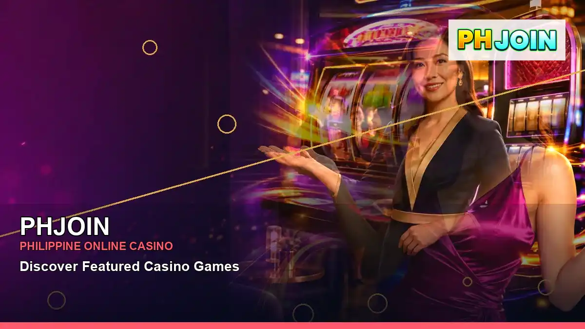 PHJOIN lounge VIP casino rewards in a right-framed scene for the PHJOIN brand search, casino access, games, account help and