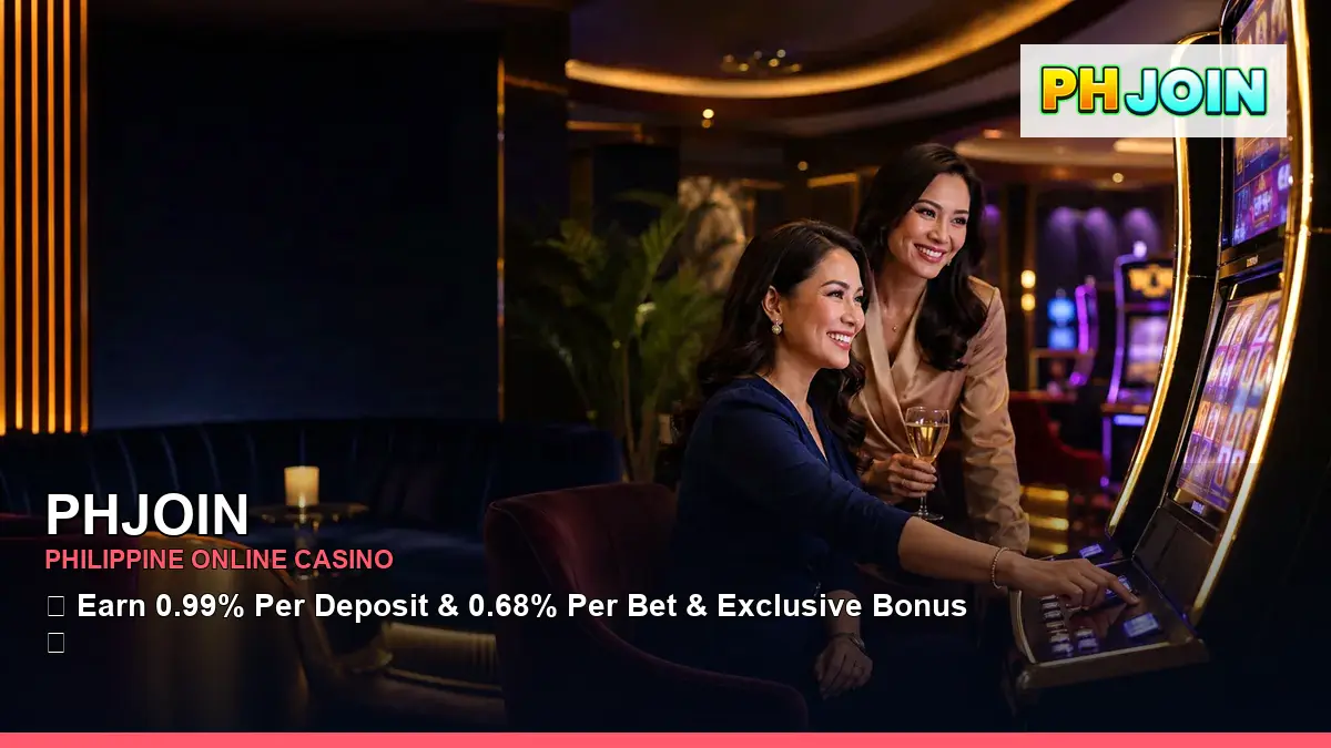 PHJOIN VIP casino rewards featuring an adult Filipina casino host with a vivid composition