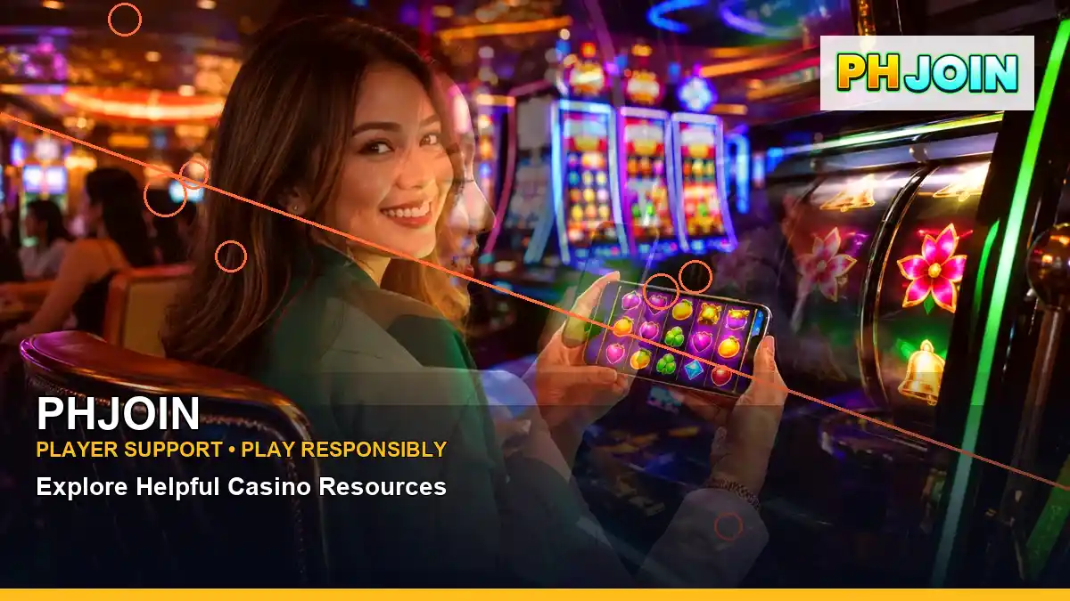 PHJOIN layered collage reels casino bonus games highlighting mobile-friendly casino play